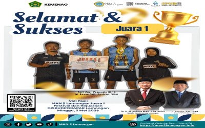 Sabet Juara 1, Tim Voli Pasir MAN 2 Lamongan Berjaya di Festival DISBUDPORAPAR 2026
