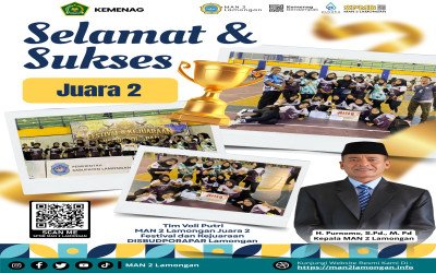 Sabet Juara 2, Tim Voli Putri MAN 2 Lamongan Gemilang di Kejuaraan DISBUDPORAPAR LAMONGAN