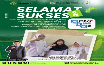 Tembus 30 Besar Nasional OMI Bidang Riset 2026, Tim Riset Muda MAN 2 Lamongan Siap Melaju ke Tahap Presentasi